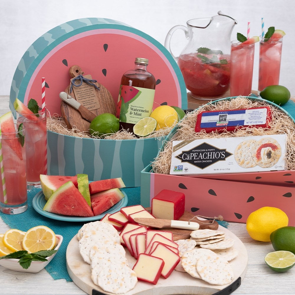 Image of Refreshing Watermelon Cheese and Cracker Gift Box