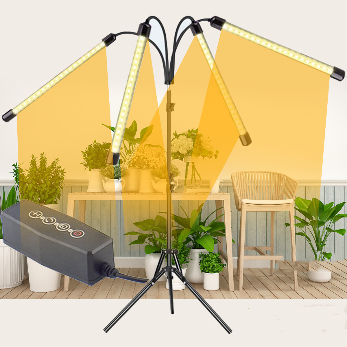 Image of Remote Control 4 Heads LED Grow Light Plant Growing Lamp Lights with Tripod for Indoor Plants
