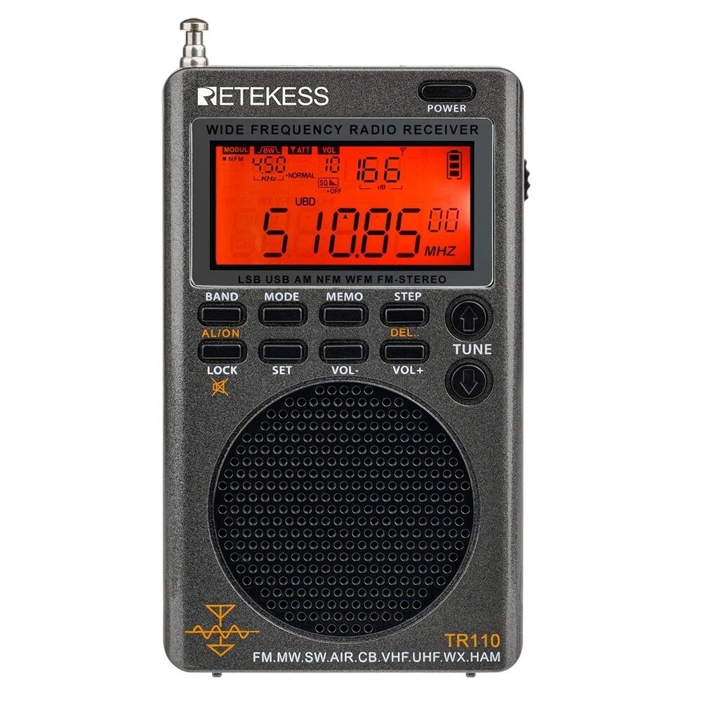 Image of Retekes TR110 Radio Portable SSB Shortwave Radio FM/MW/SW/LSB/AIR/CB/VHF/UHF Full Band NOAA Alert Digital Radio Receiver