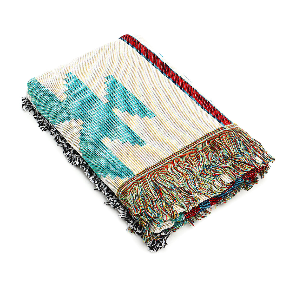 Image of Retro Navajo American-Style Geometric Popcap Upholstery Leisure Carpet Air Conditioning Sofa Blankets
