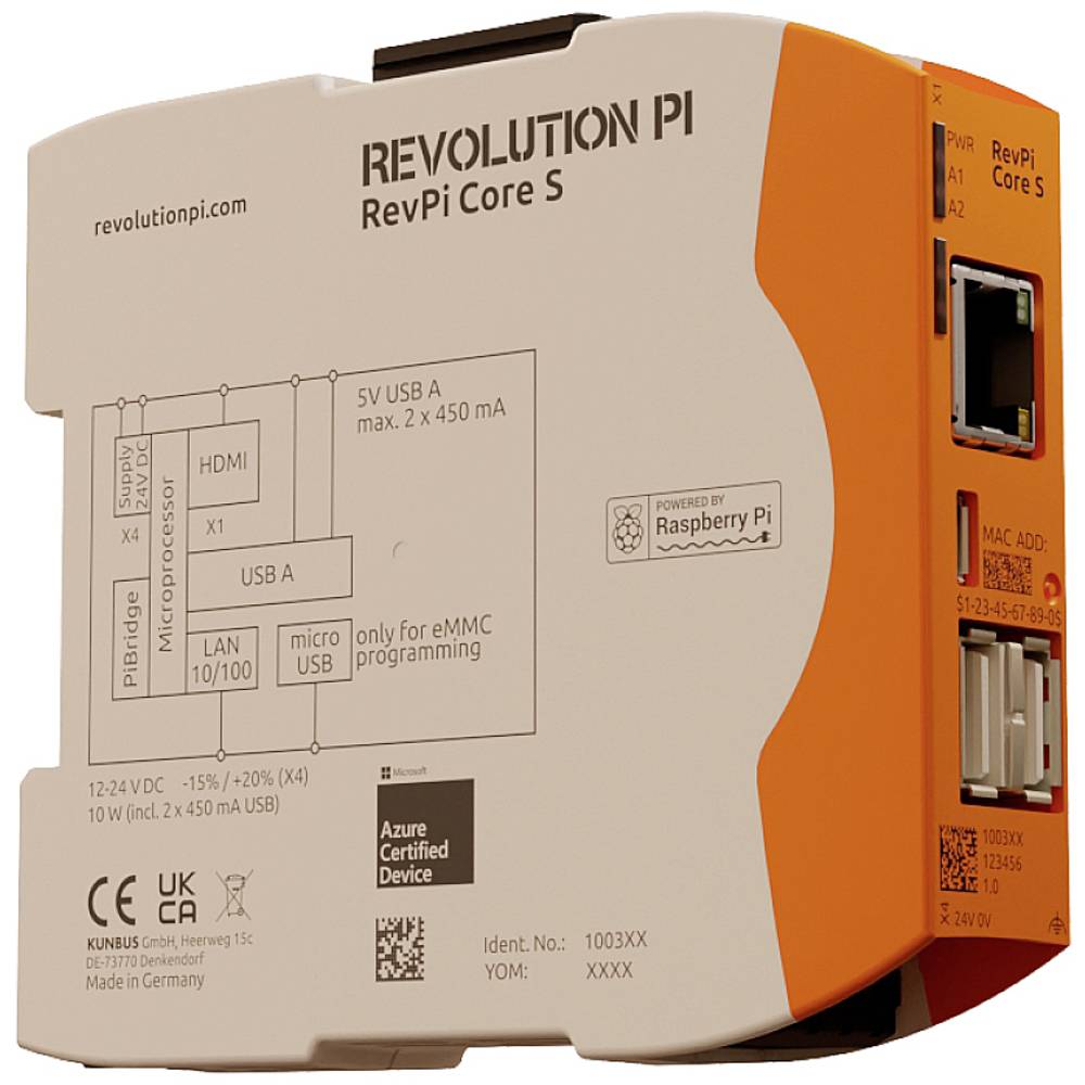 Image of Revolution Pi by Kunbus RevPi Core S 32 GB PR100361 PLC controller 24 V DC