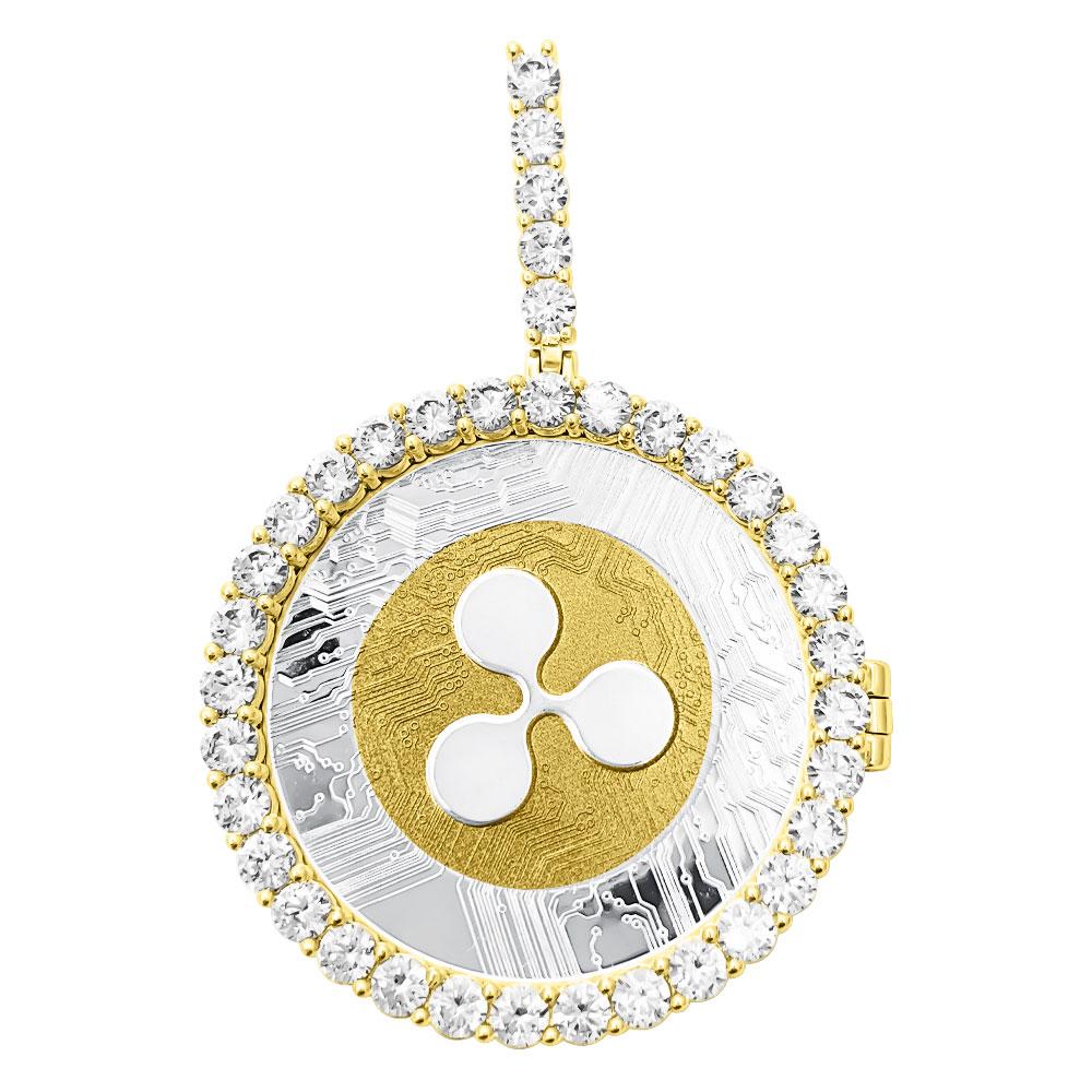 Image of Ripple XRP Coin Iced Out Frame Pendant ID 40997067751617