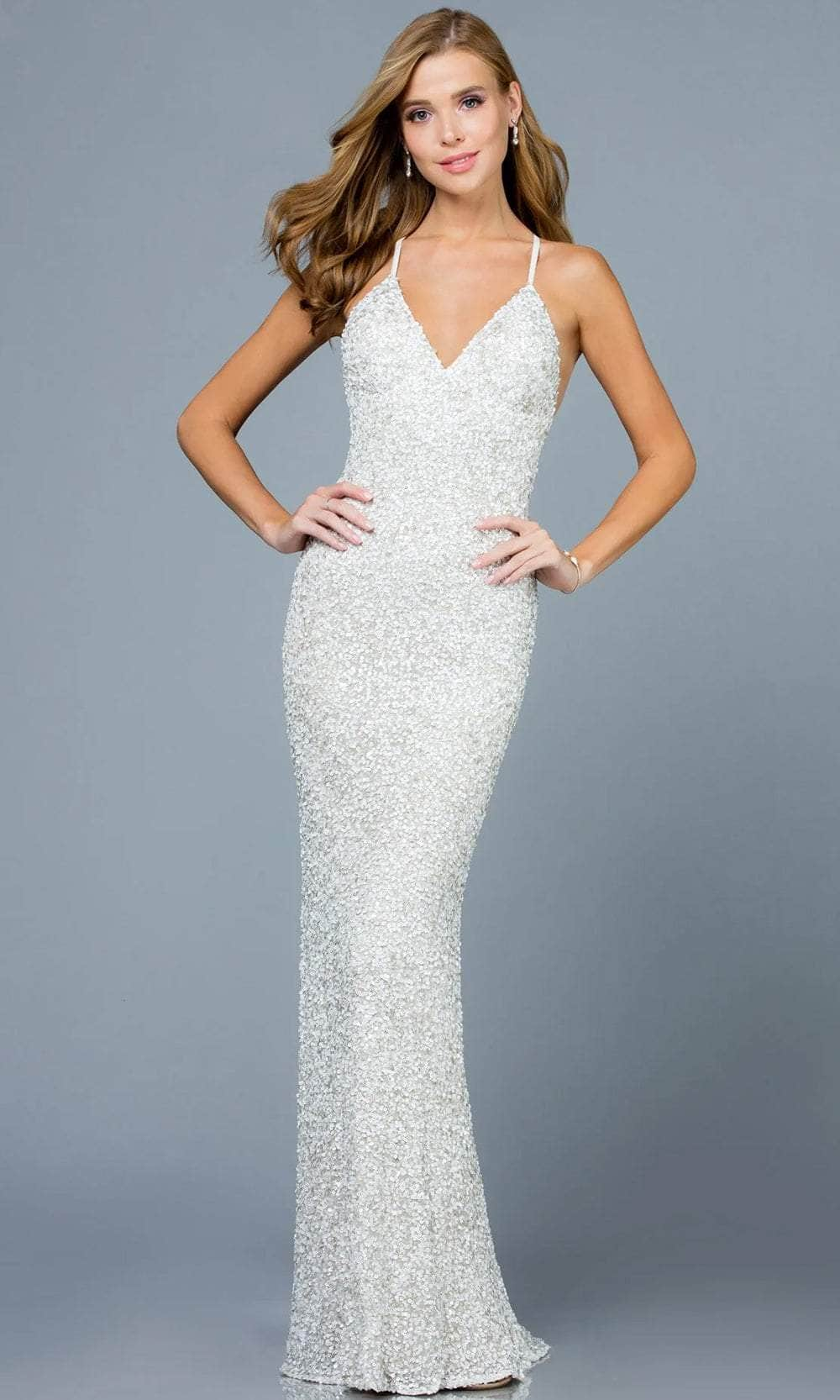 Image of SCALA - 47551 Full Sequins Open Back Fitted Evening Gown