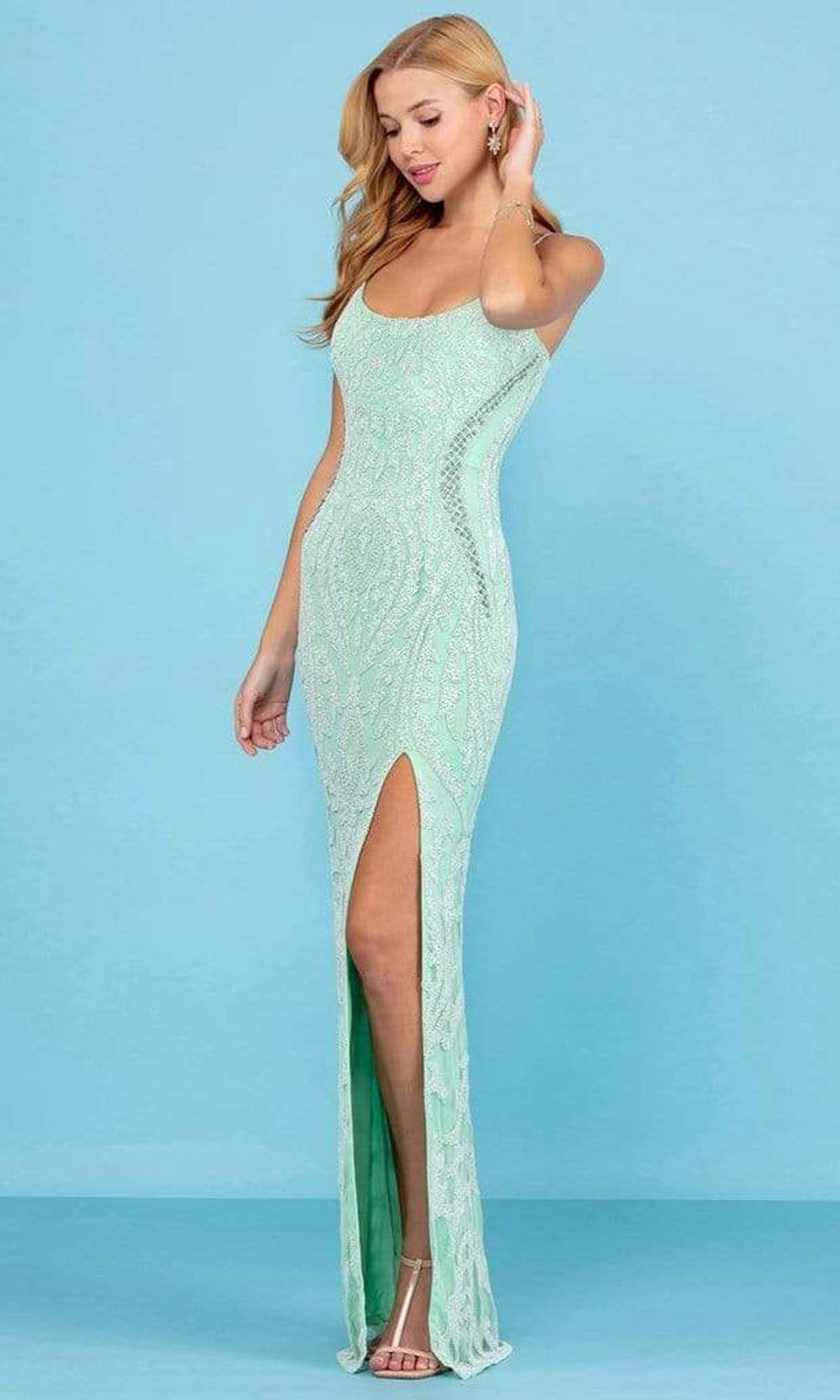 Image of SCALA - 60263 Scoop Beaded Sheath Gown