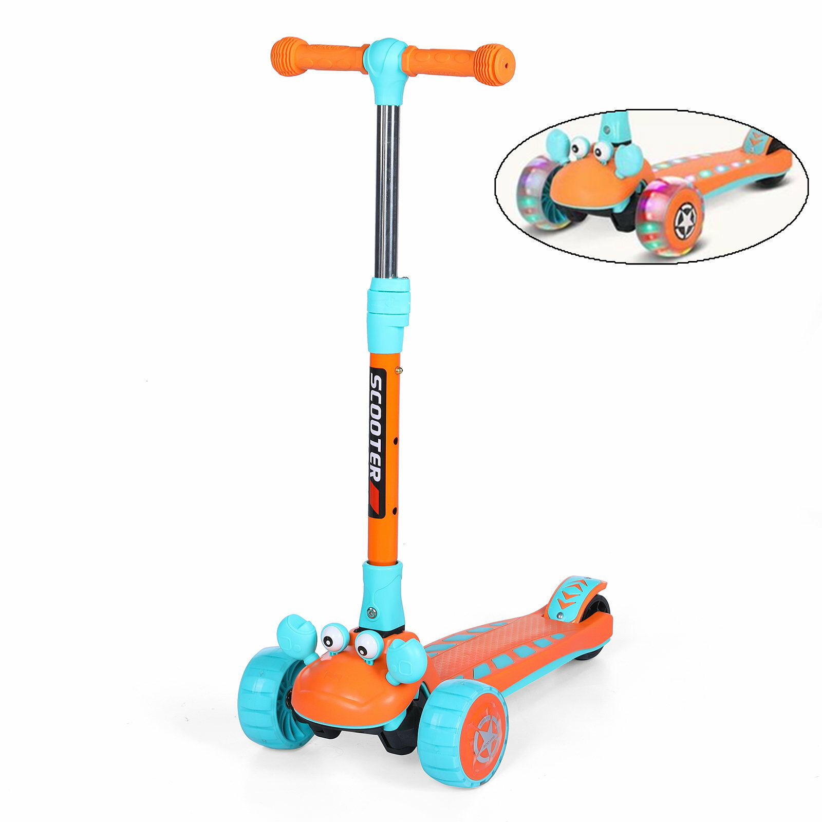 Image of SGODDE 3-Wheeled Scooter for Kids Folding Adjustable Height Children Bike Kickboard for 2-12 Year Old
