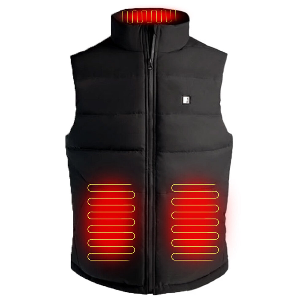 Image of SKAH 4-Heating Area Graphene Electric Heated Vest Men Outdoor Winter Warm USB Smart Thermostatic Heating Jacket from Xia