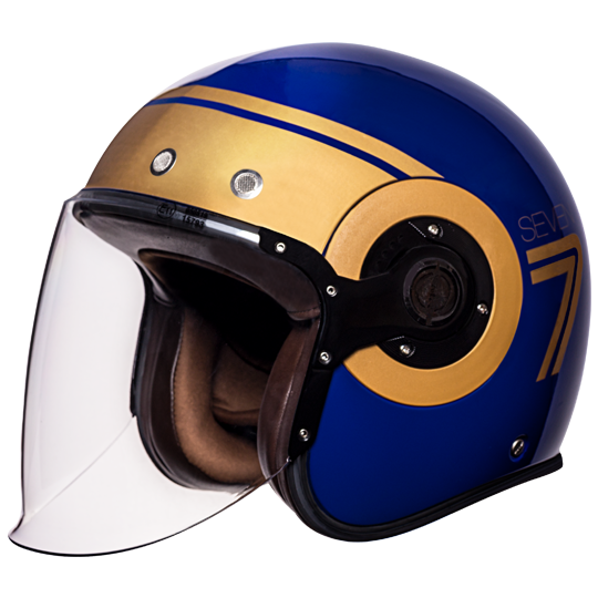 Image of SMK Retro Jet Seven Blue Jet Helmet Talla M