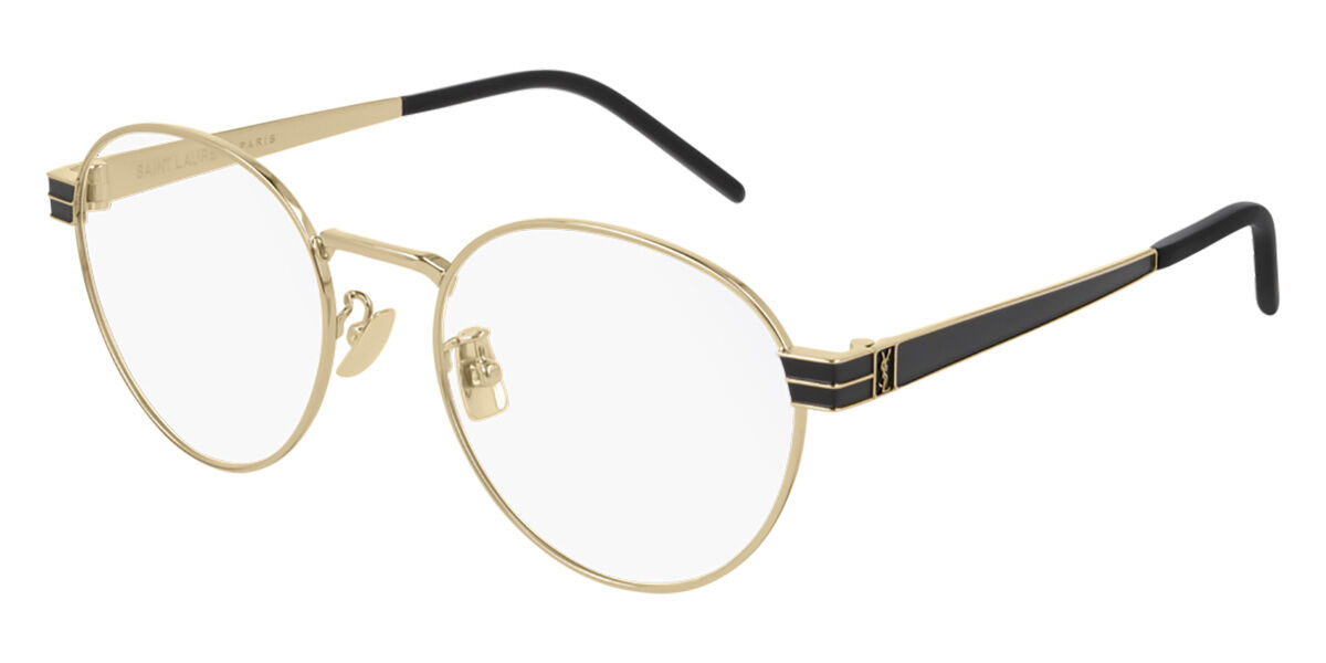 Image of Saint Laurent SL M63 003 52 Złote Męskie Okulary Korekcyjne PL