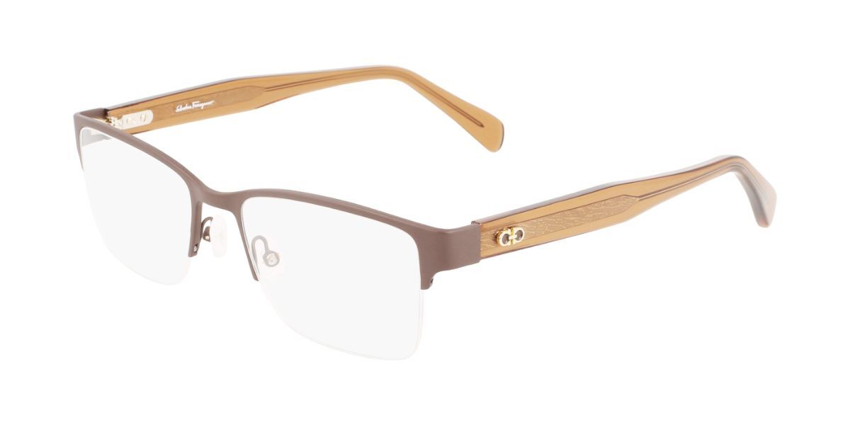 Image of Salvatore Ferragamo SF 2222 202 54 Brązowe Męskie Okulary Korekcyjne PL