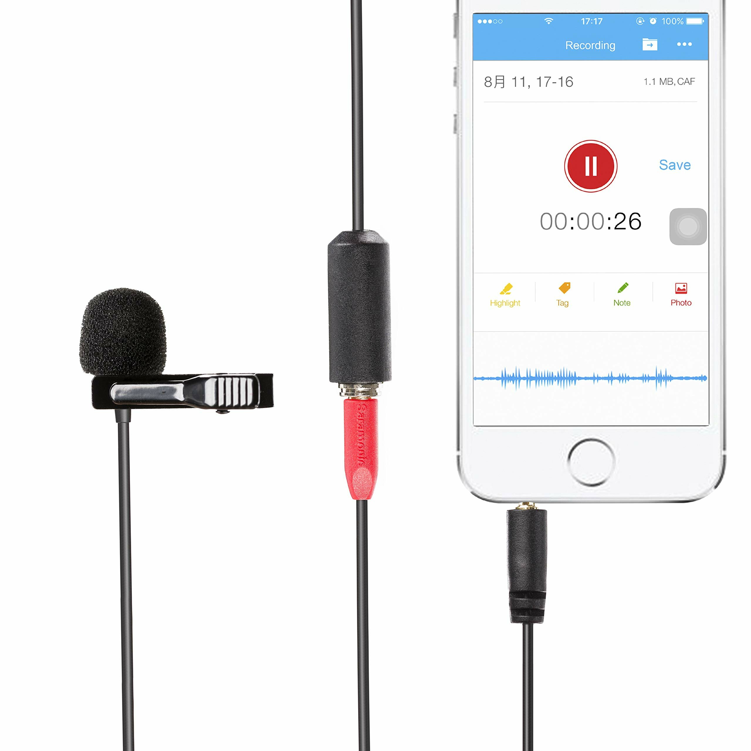 Image of Saramonic SR-LMX1+ Omnidirectional Lavalier Clip-on Microphone for iOS & Smartphones