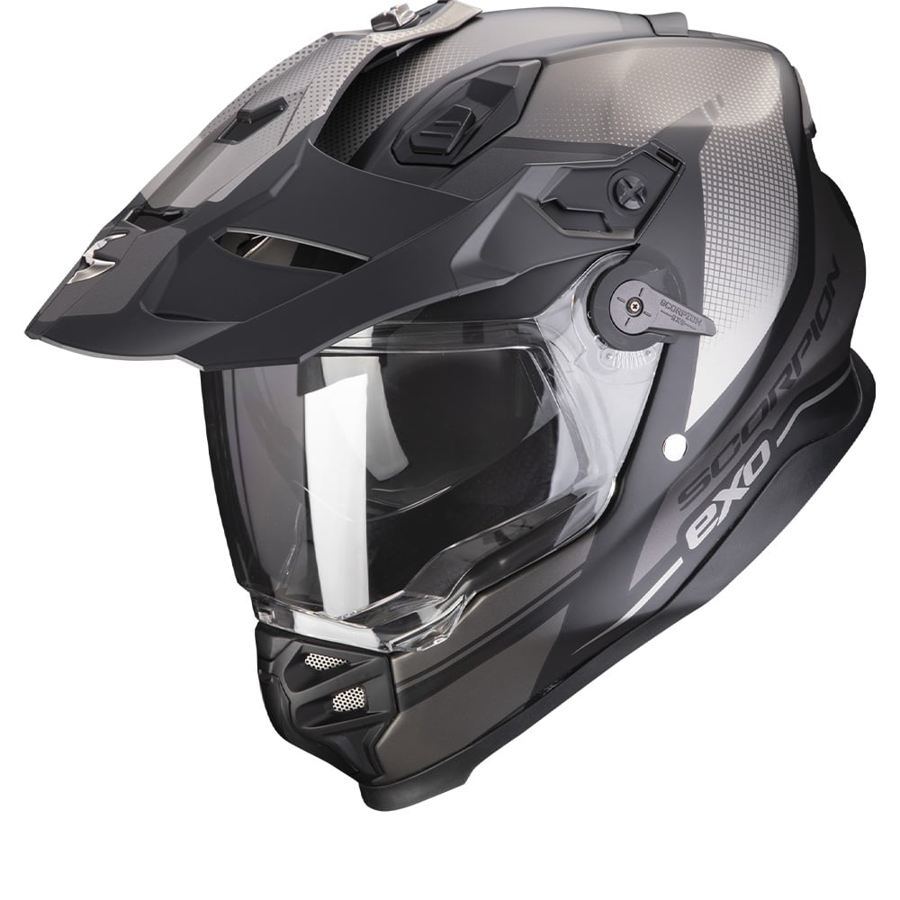 Image of Scorpion ADF-9000 Air Trail Matt Black-Silver Adventure Helmet Talla S