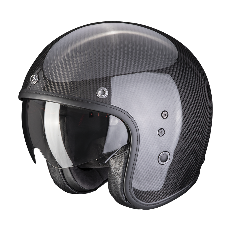 Image of Scorpion Belfast Carbon Evo Solid Black Jet Helmet Talla L