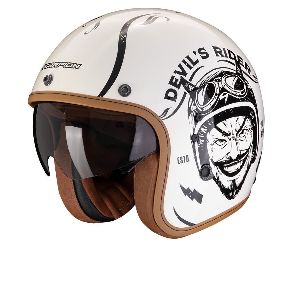 Image of Scorpion Belfast Evo Romeo Cream Black Jet Helmet Size L EN