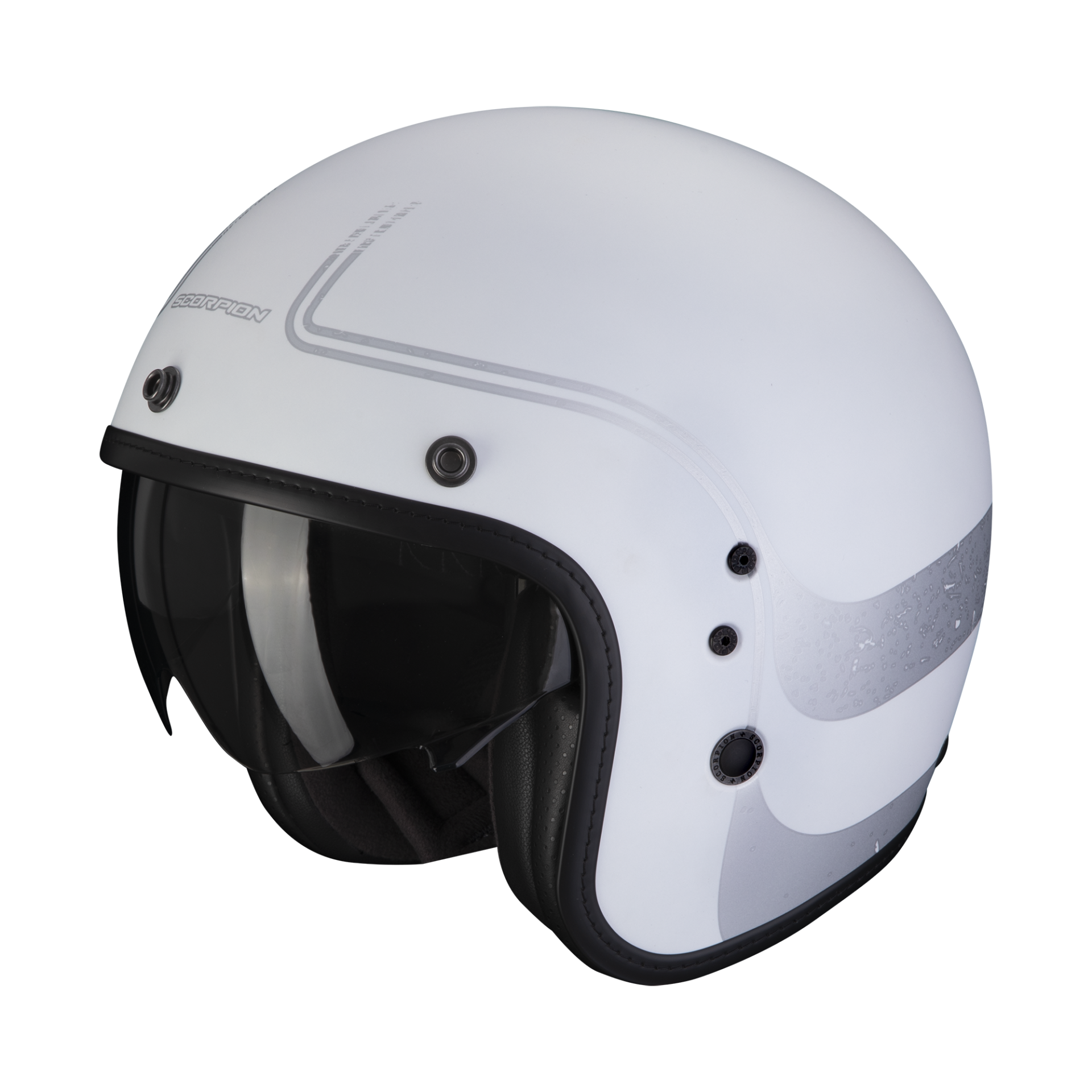 Image of Scorpion Belfast Evo Soul Matt White-Silver Jet Helmet Size M ID 3399990108726