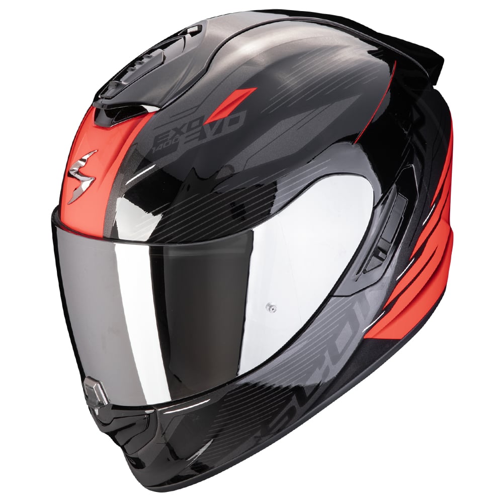Image of Scorpion EXO-1400 Evo II Air Luma Black Red Full Face Helmet Talla M