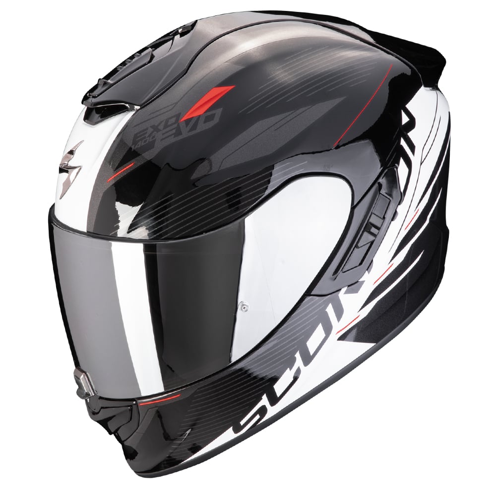 Image of Scorpion EXO-1400 Evo II Air Luma Black White Full Face Helmet Size L ID 3701629108494