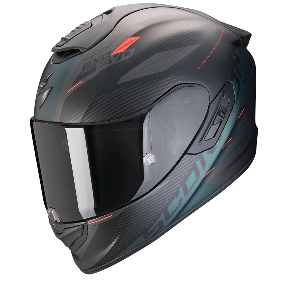 Image of Scorpion EXO-1400 Evo II Air Luma Matt Black Green Full Face Helmet Size 2XL EN