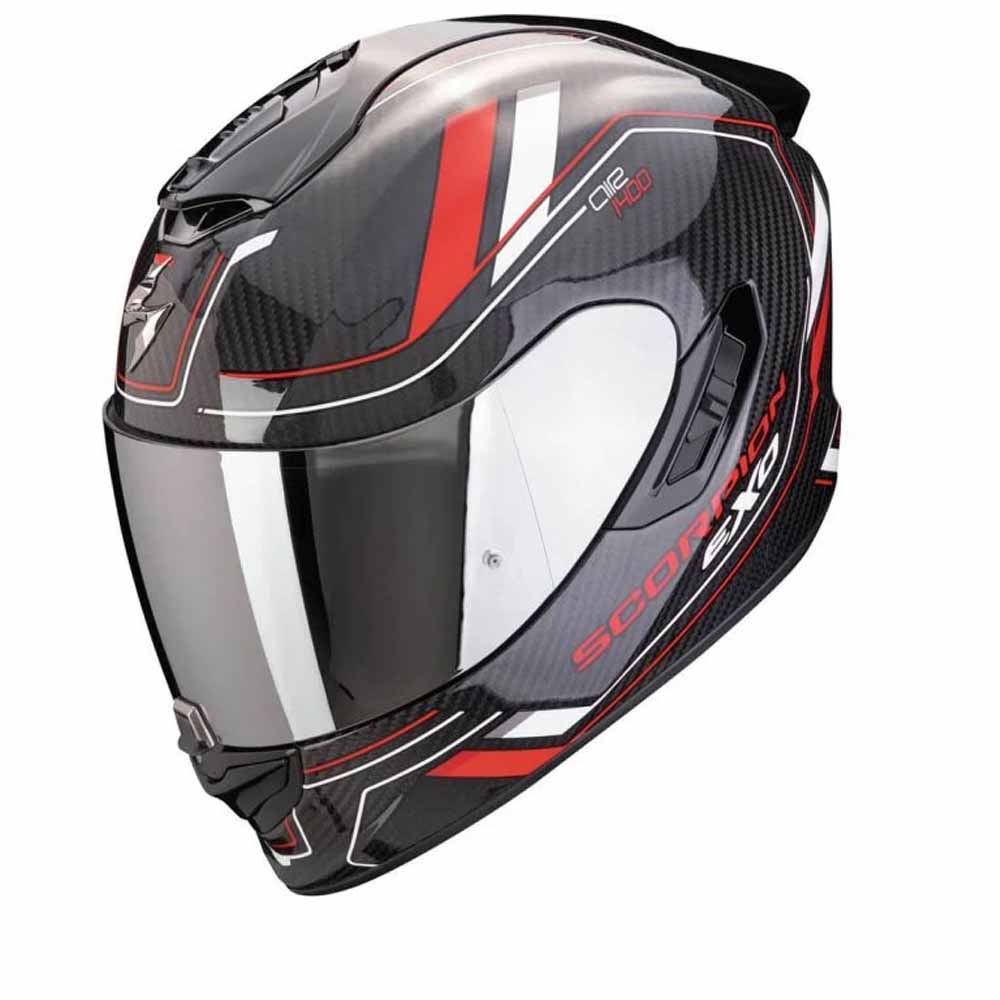 Image of Scorpion EXO-1400 Evo II Carbon Air Mirage Black Red White Full Face Helmet Size XL EN