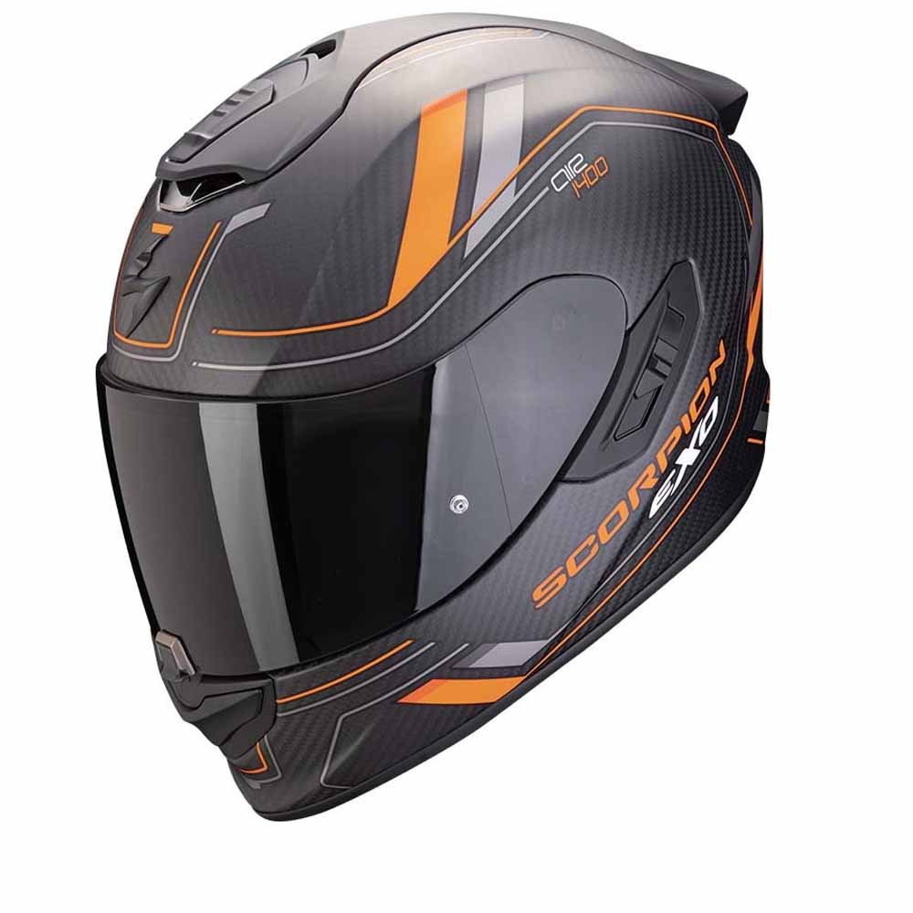 Image of Scorpion EXO-1400 Evo II Carbon Air Mirage Matt Black Orange Full Face Helmet Size 2XL ID 3701629109071