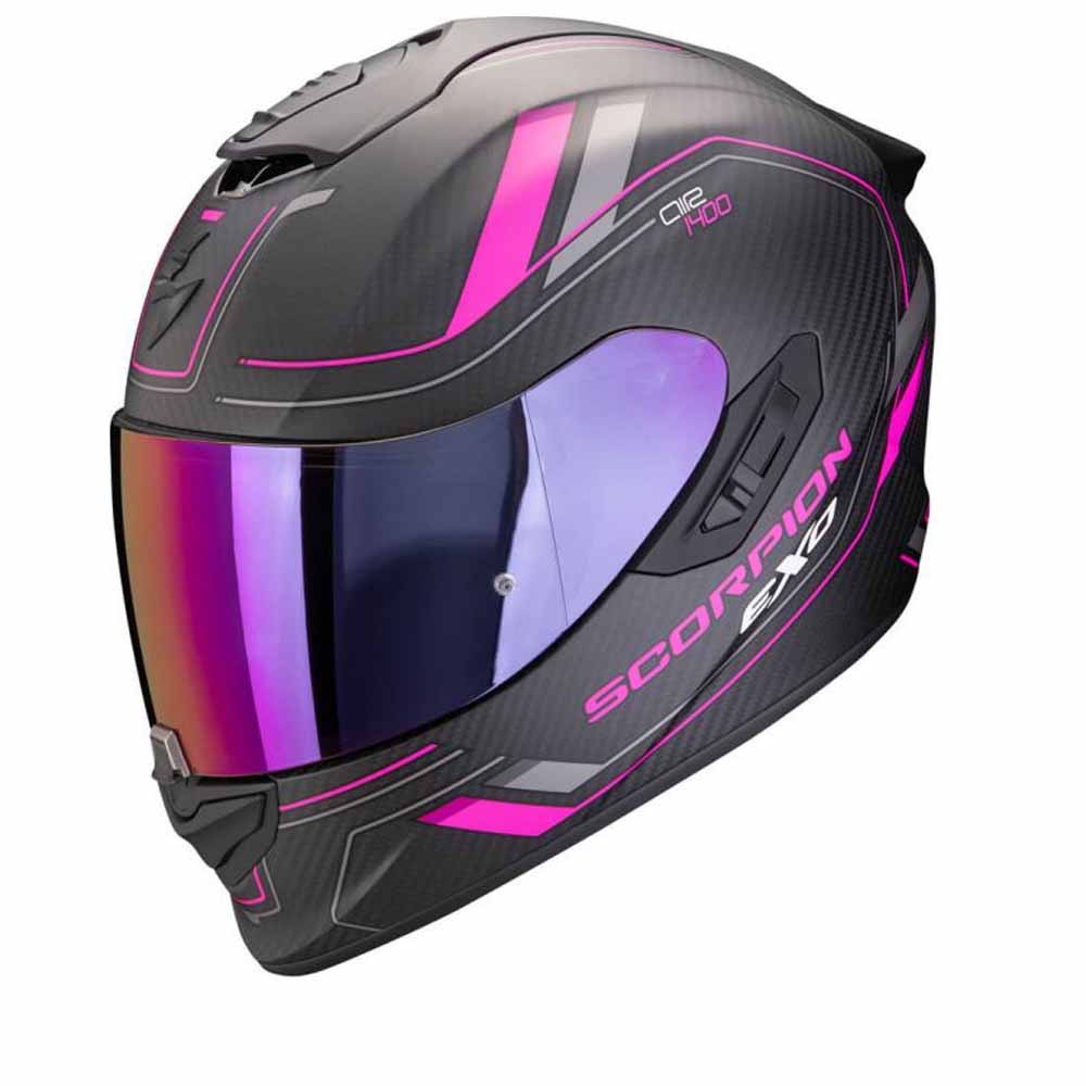 Image of Scorpion EXO-1400 Evo II Carbon Air Mirage Matt Black Pink Full Face Helmet Size L ID 3701629109132