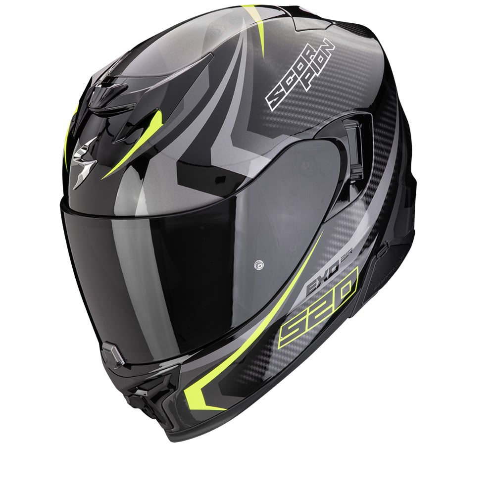 Image of Scorpion EXO-520 Evo Air Terra Black Silver Neon Yellow Full Face Helmet Size XL ID 3701629107312