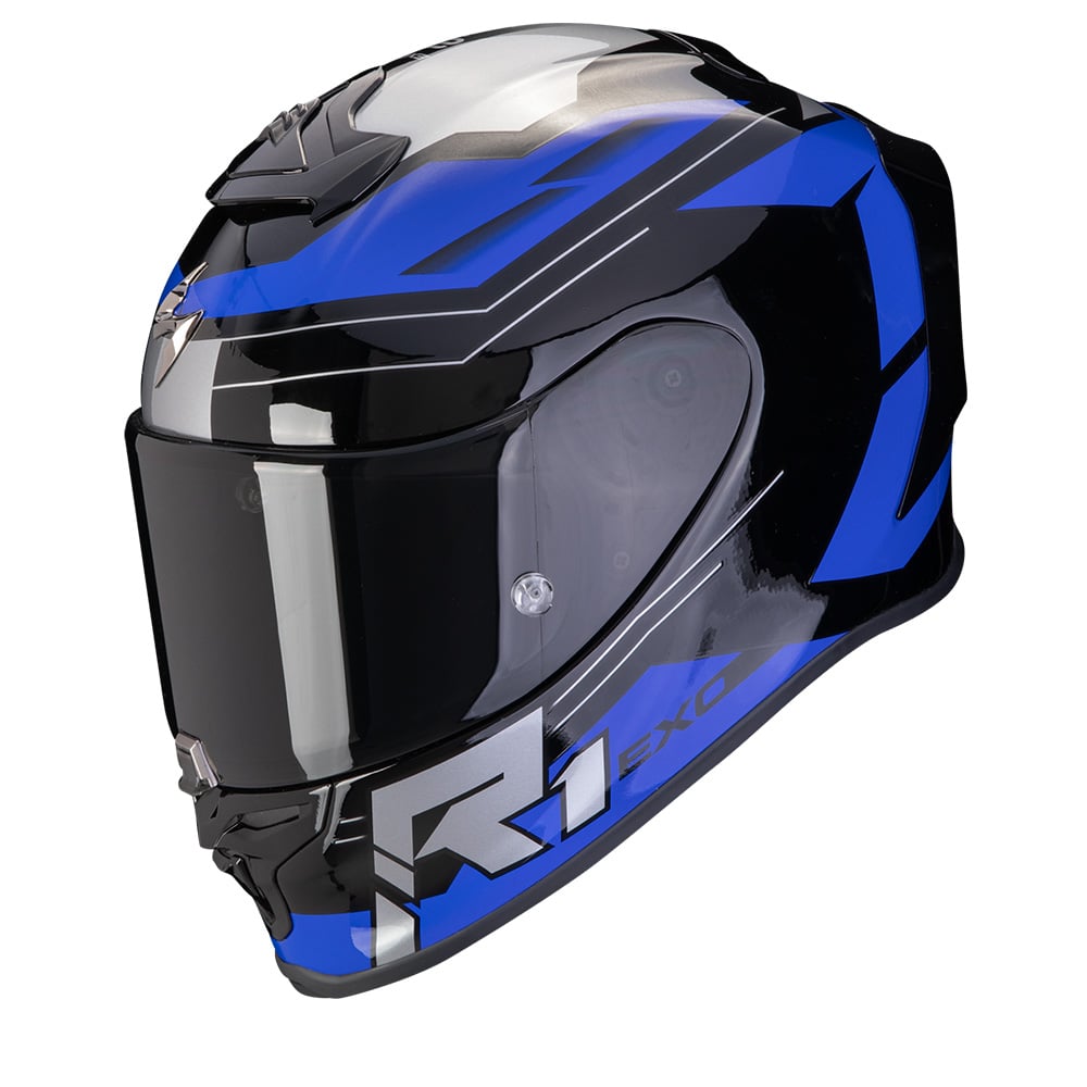 Image of Scorpion EXO-R1 Evo Air Blaze Black Blue Full Face Helmet Taille XL