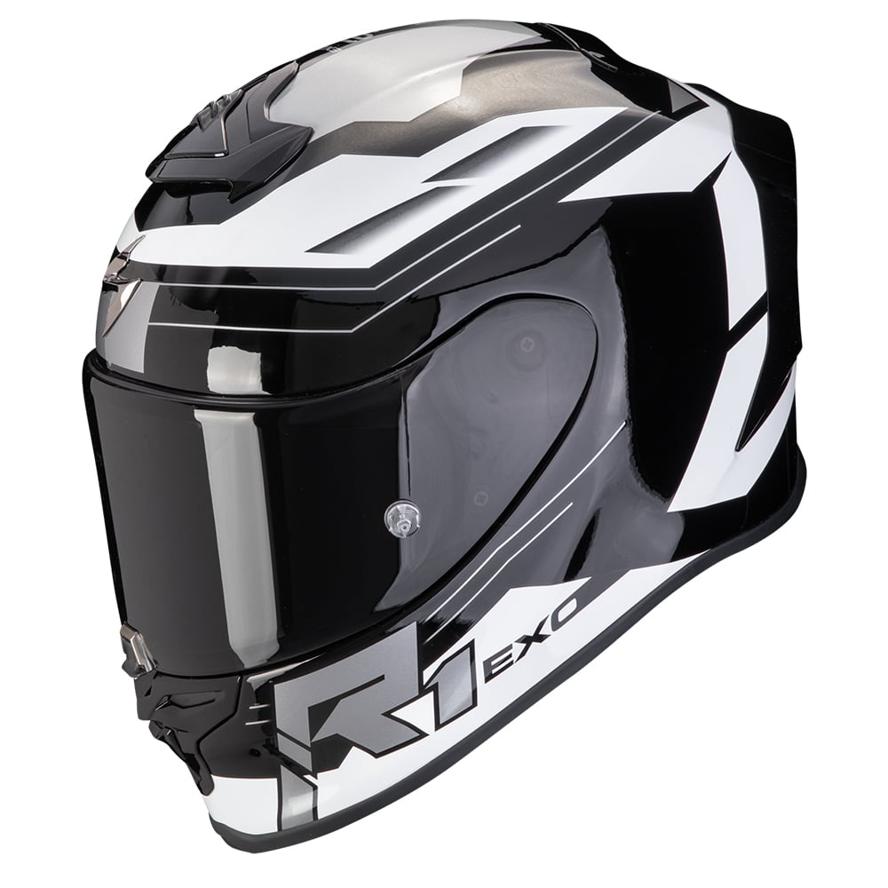 Image of Scorpion EXO-R1 Evo Air Blaze Black White Full Face Helmet Talla XL