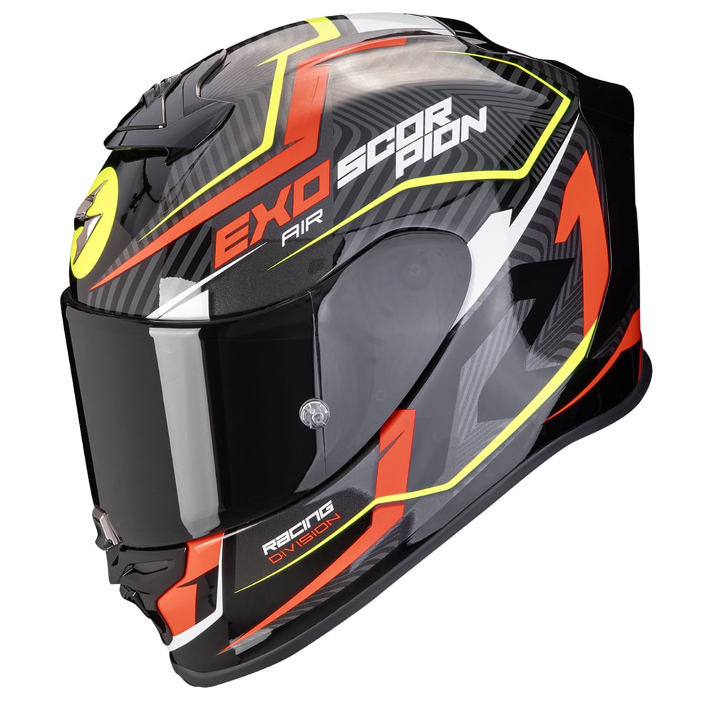 Image of Scorpion EXO-R1 Evo Air Coup Black Red Neon Yellow Full Face Helmet Size XL ID 3701629108708