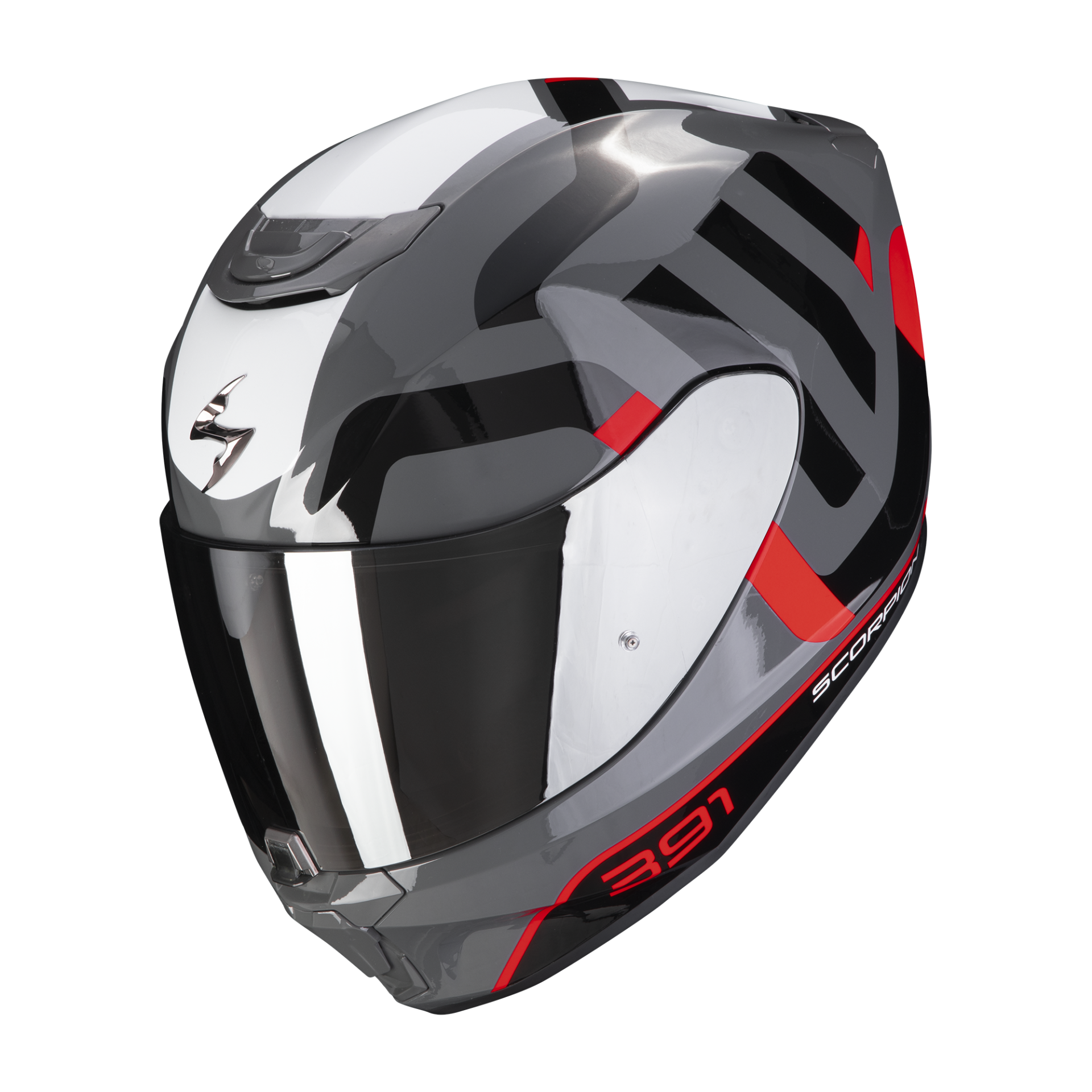 Image of Scorpion Exo-391 Arok Grey-Red-Black Full Face Helmet Size S ID 3399990109433