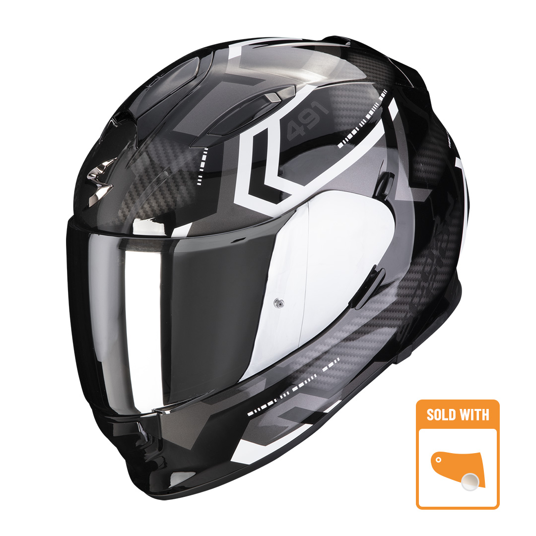 Image of Scorpion Exo-491 Spin Black-White Casque Intégral Taille XL