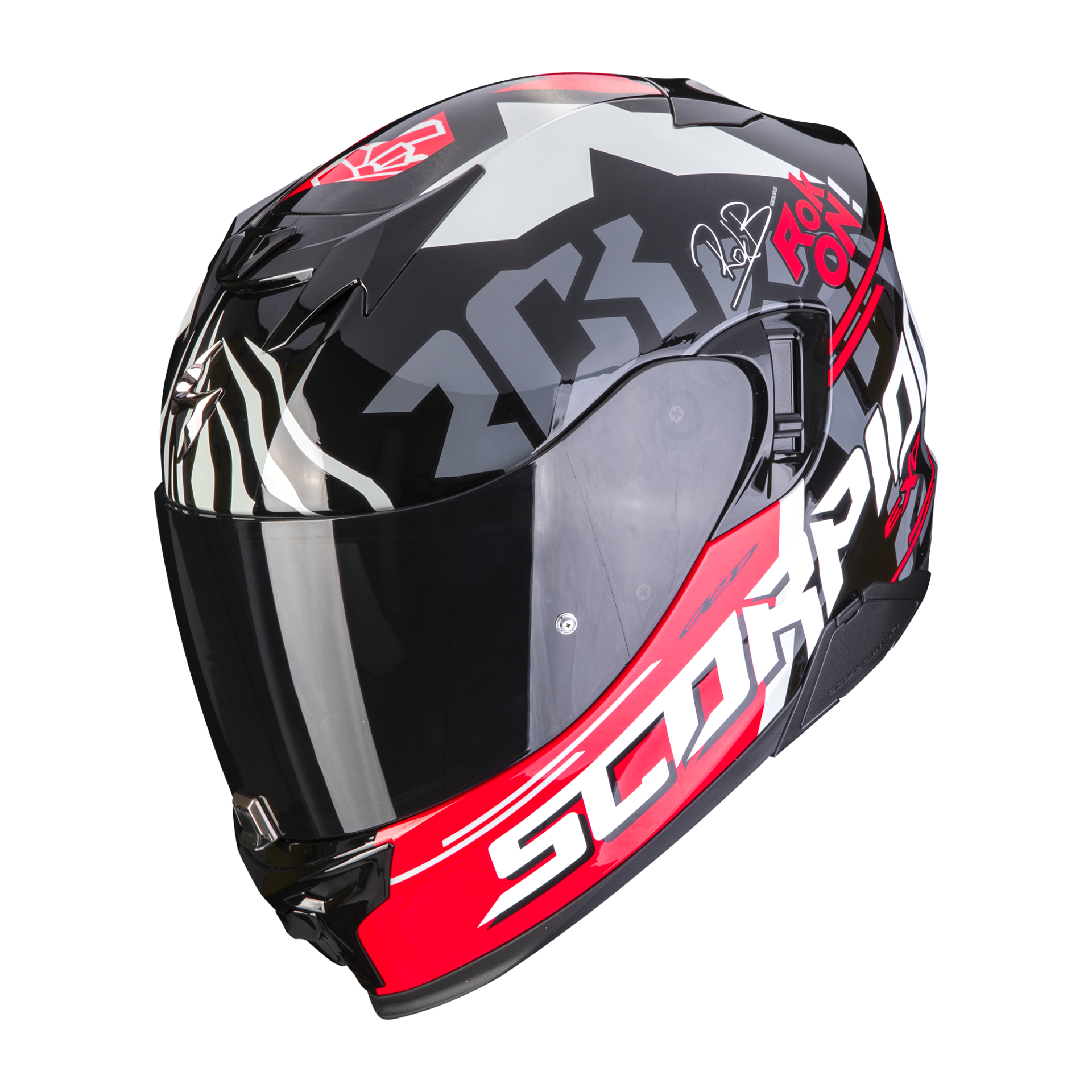 Image of Scorpion Exo-520 Evo Air Rok Bagoros Black-Red Full Face Helmet Size XL EN