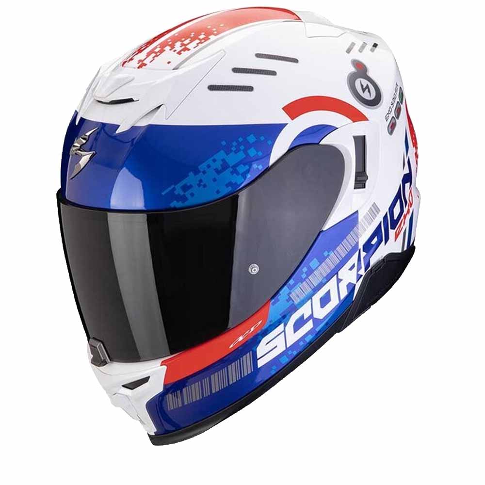 Image of Scorpion Exo-520 Evo Air Titan White Blue Red Full Face Helmet Size L ID 3701629107565