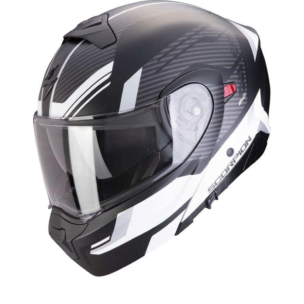 Image of Scorpion Exo-930 Evo Sikon Mat Noir Argent Blanc Casque Modulable Taille S