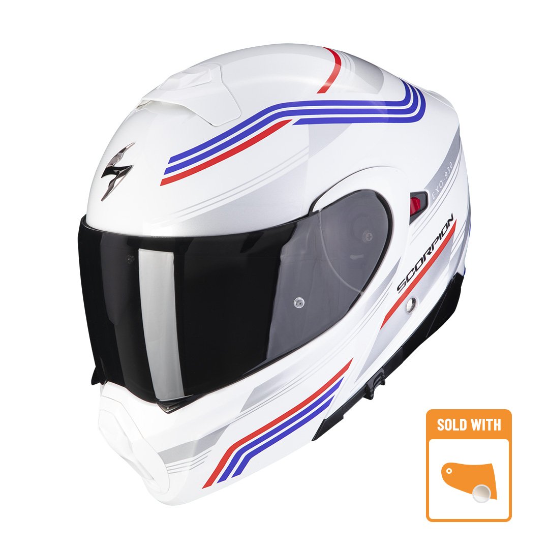 Image of Scorpion Exo-930 Multi White-Blue-Red Casque Modulable Taille 2XL