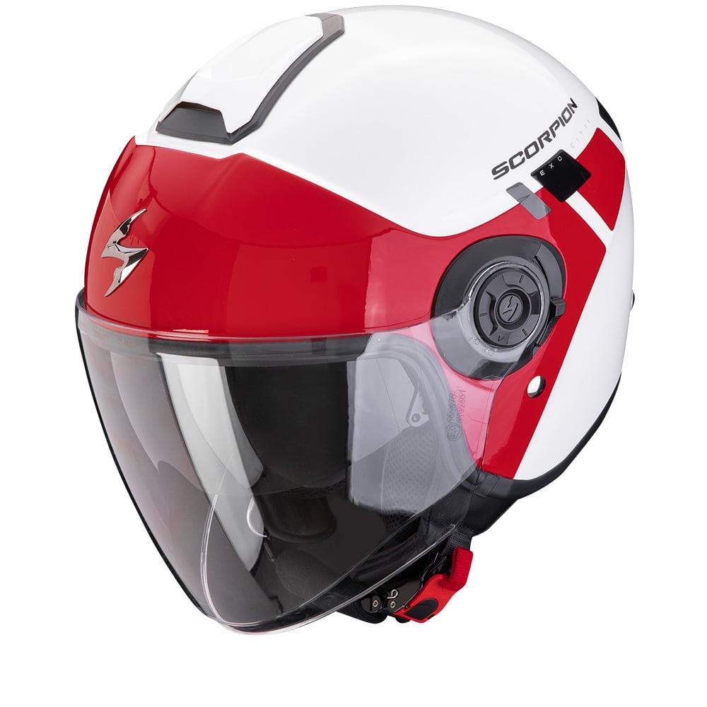 Image of Scorpion Exo-City II Mall White-Red Jet Helmet Talla 2XL