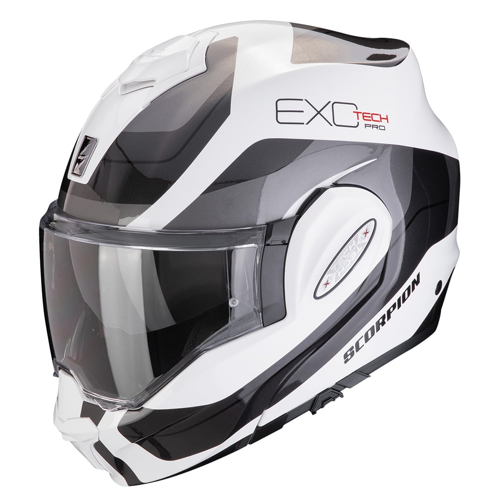 Image of Scorpion Exo-Tech Evo Pro Commuta White-Silver Modular Helmet Talla M