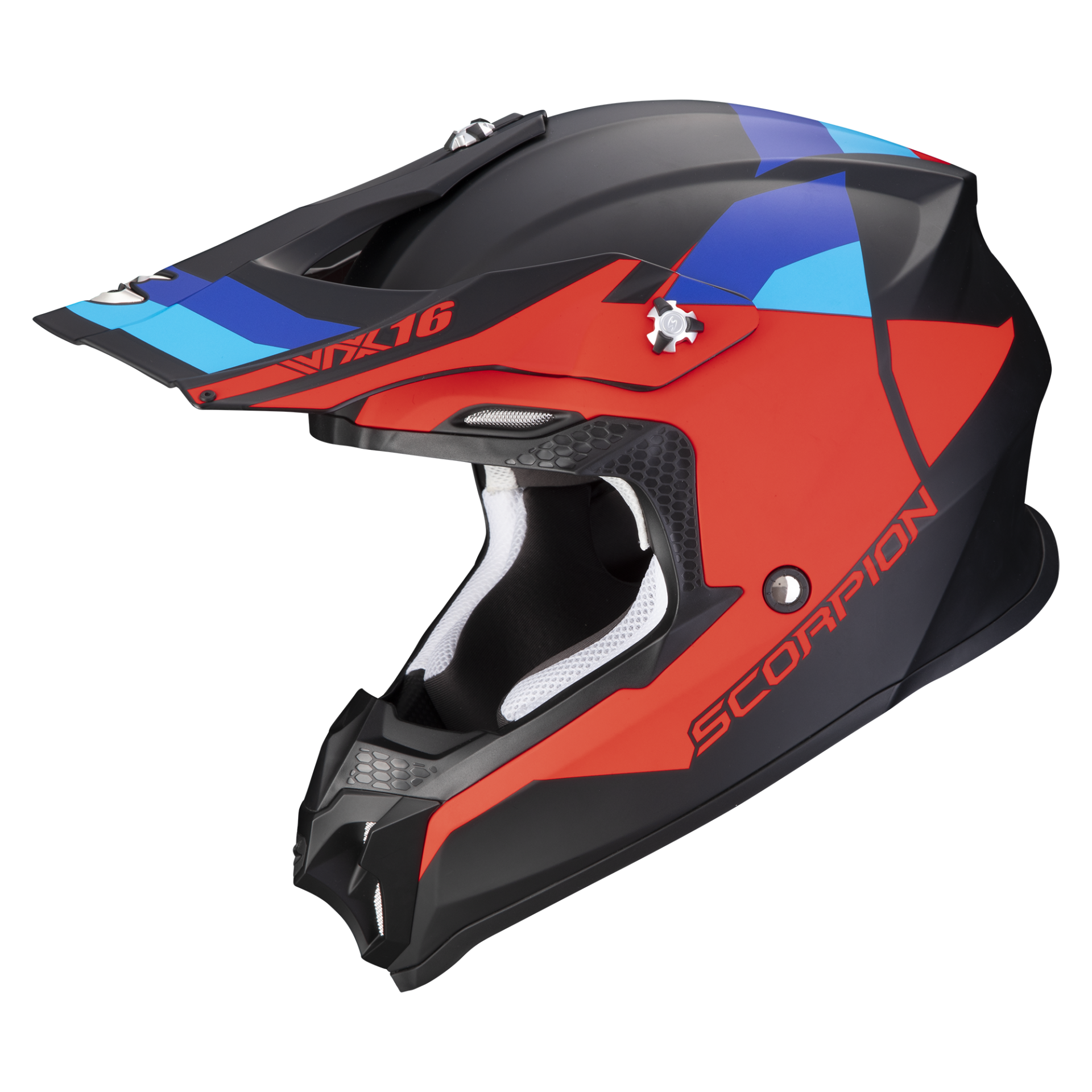 Image of Scorpion VX-16 Evo Air Spectrum Matt Black-Red-Blue Offroad Helmet Size S EN