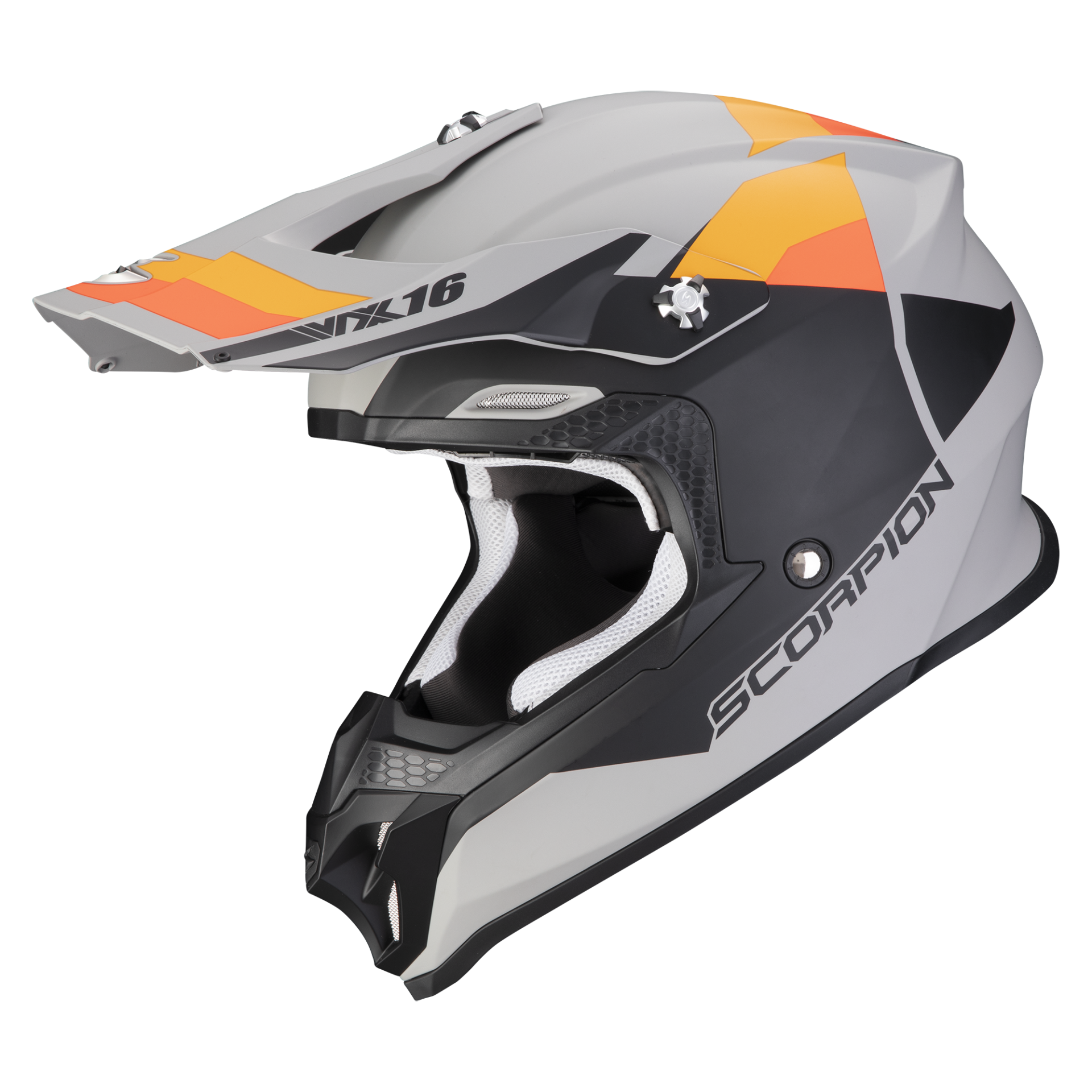 Image of Scorpion VX-16 Evo Air Spectrum Matt Grey-Orange Offroad Helmet Size S ID 3399990104605