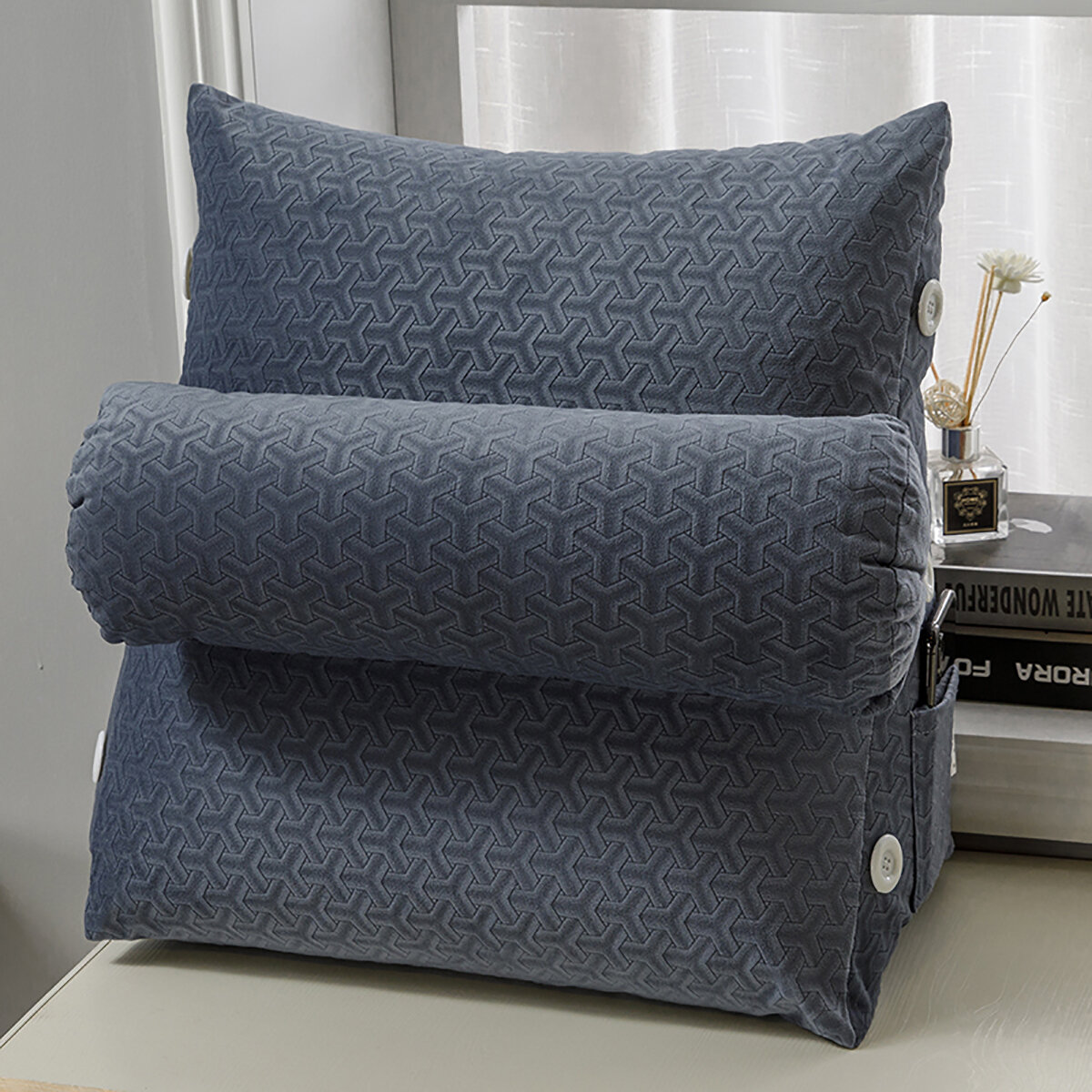 Image of Seat Cushion Triangular Wedge Lumbar Pillow Support Backrest Bolster Soft Headboard