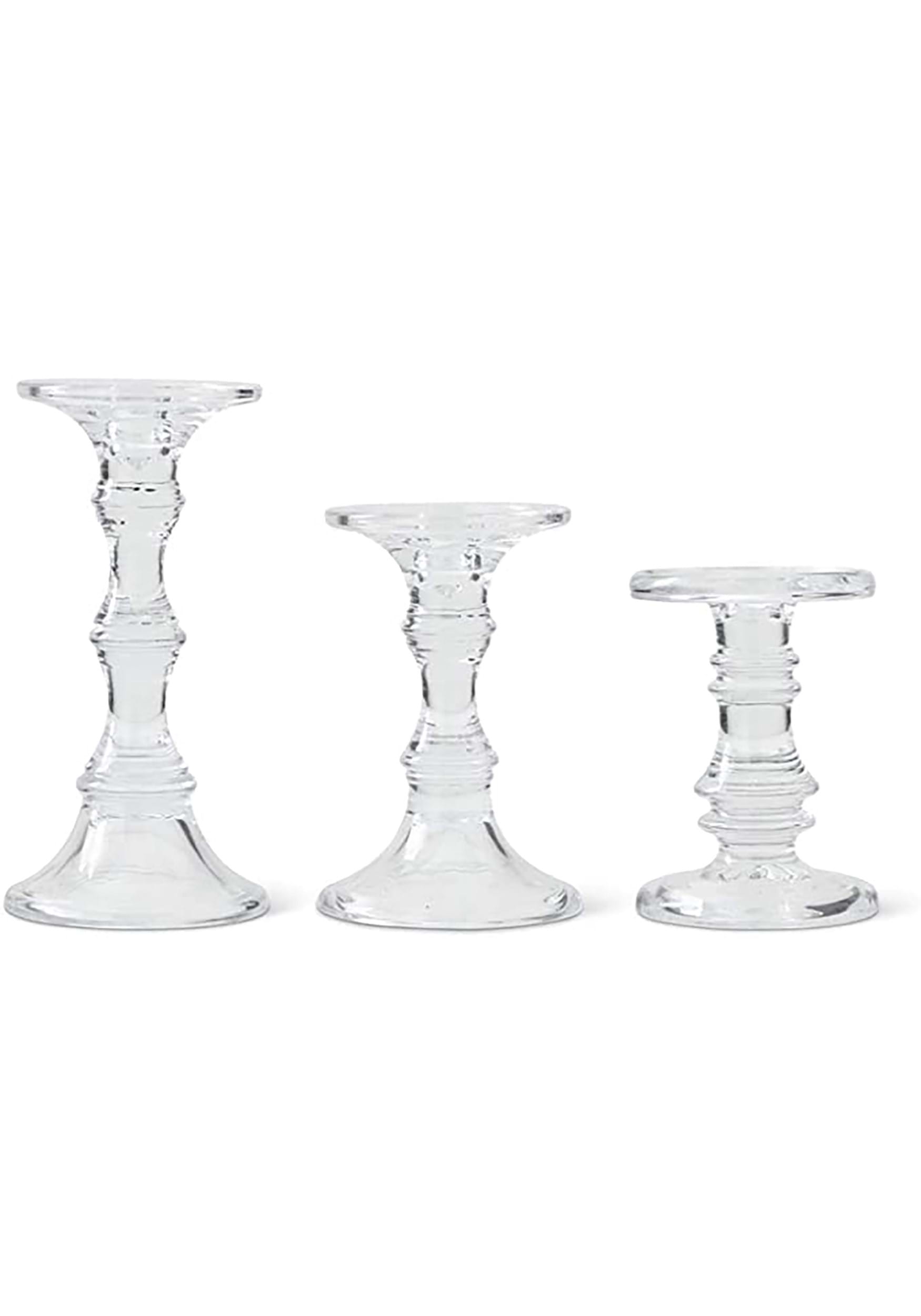 Image of Set of 3 Short Glass Candleholders Decoration ID KK14963B-ST