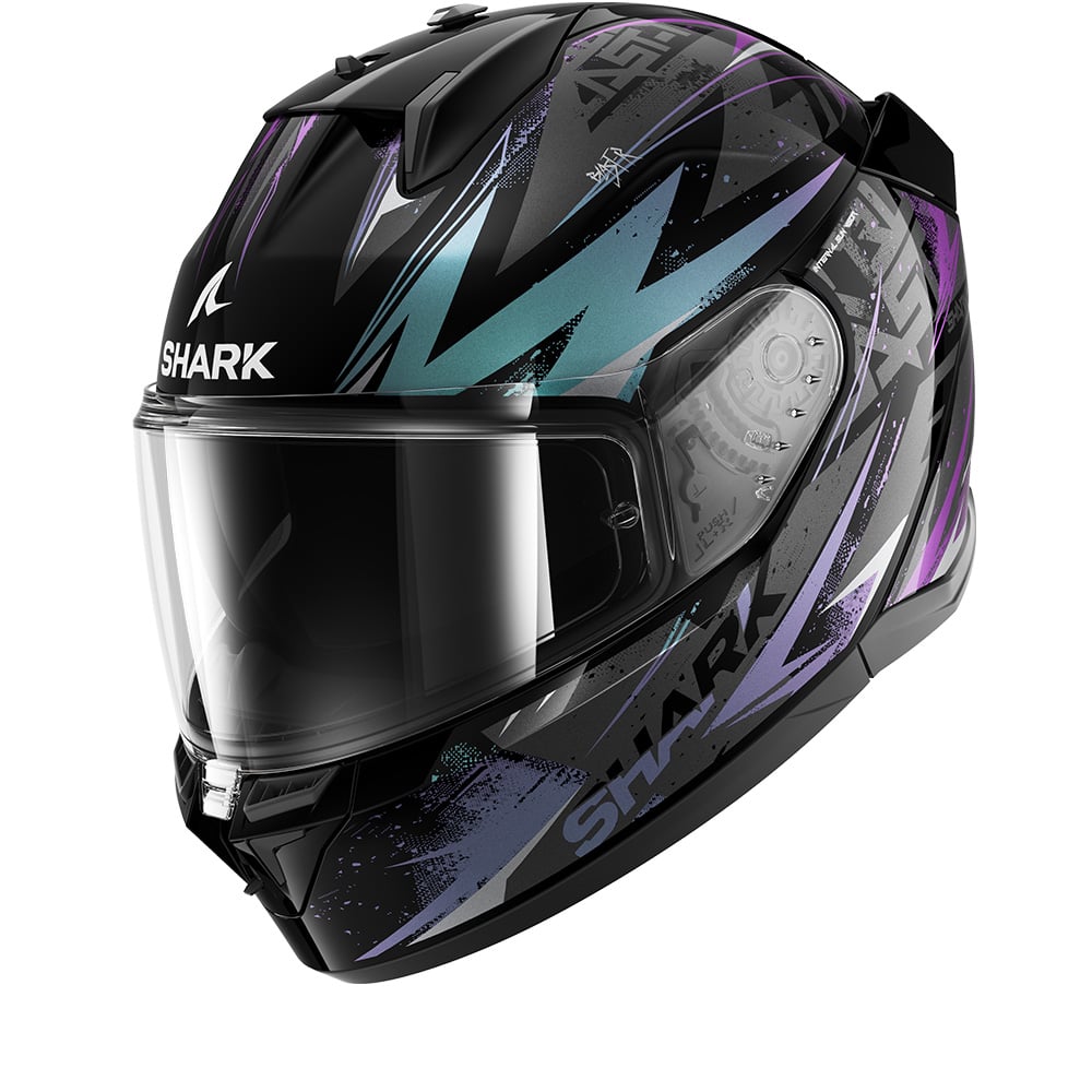 Image of Shark D-Skwal 3 Blast-R Black Blue Purple KGX Full Face Helmet Size 2XL EN