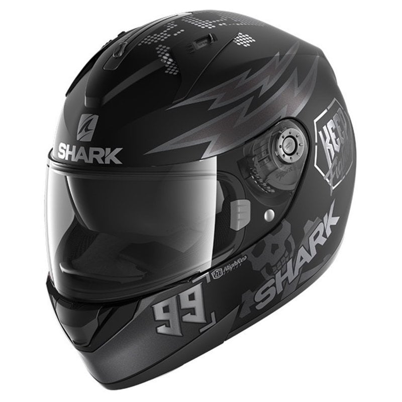 Image of Shark Ridill 12 Catalan Bad Boy KAS Mat Black Anthracite Silver Full Face Helmet Size XS ID 3664836451428