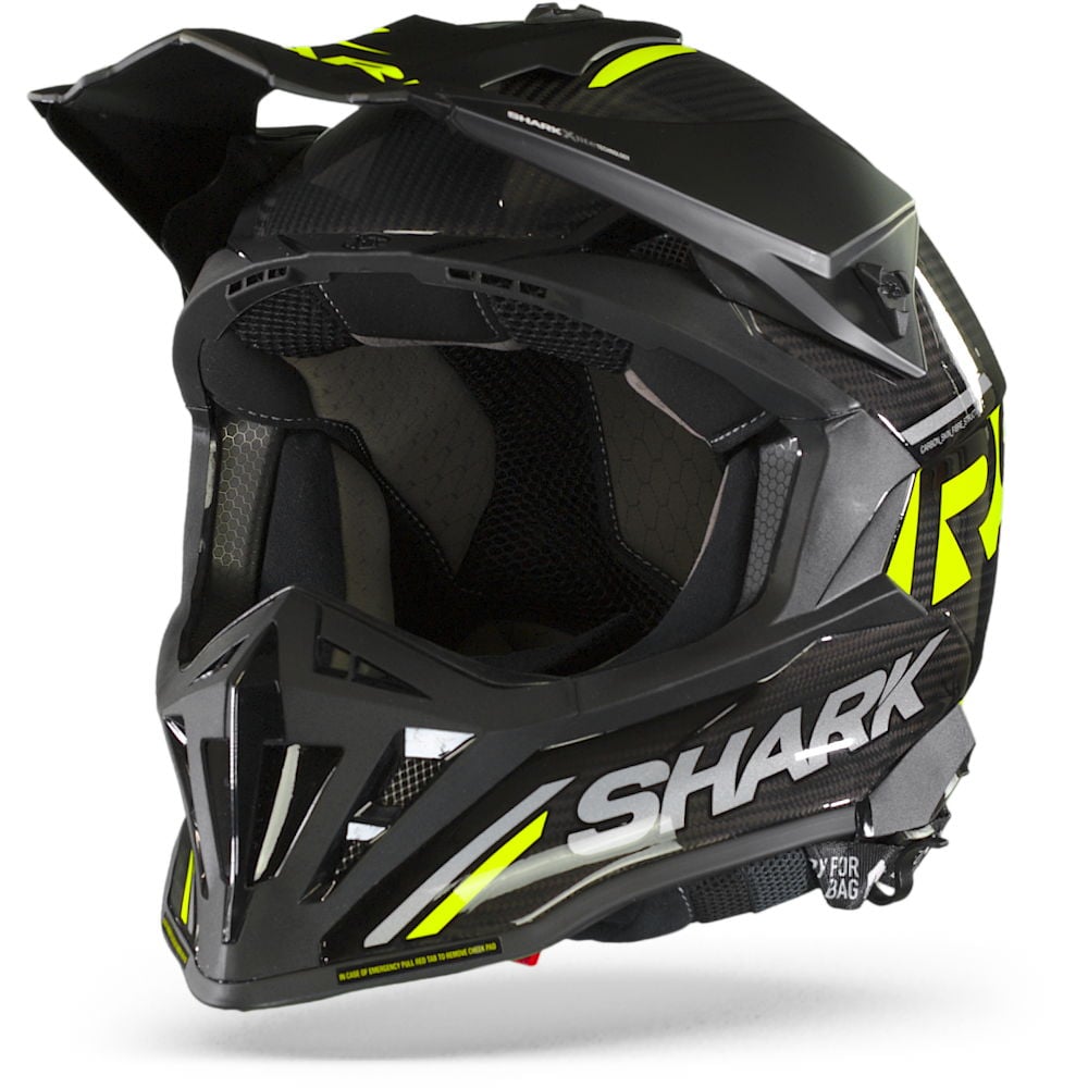 Image of Shark Varial RS Carbon Flair Carbon Yellow Carbon DYD Offroad Helmet Size S ID 3664836597898