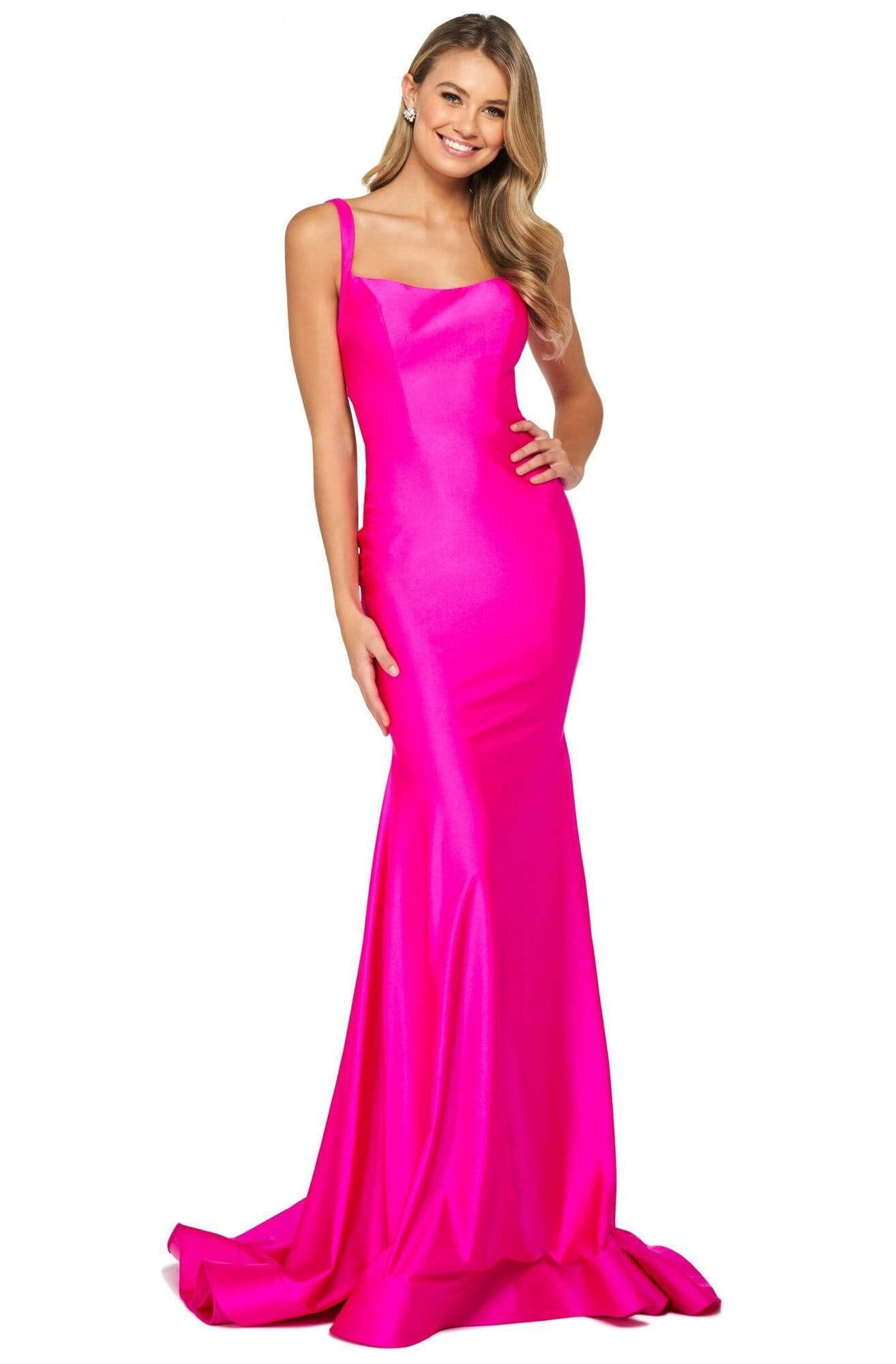 Image of Sherri Hill - 53906 Scoop Neck Jersey Trumpet Junior Prom Dress