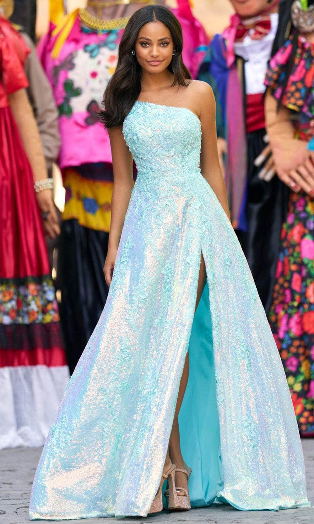 Image of Sherri Hill 55342 - One Sleeve A-Line Prom Gown