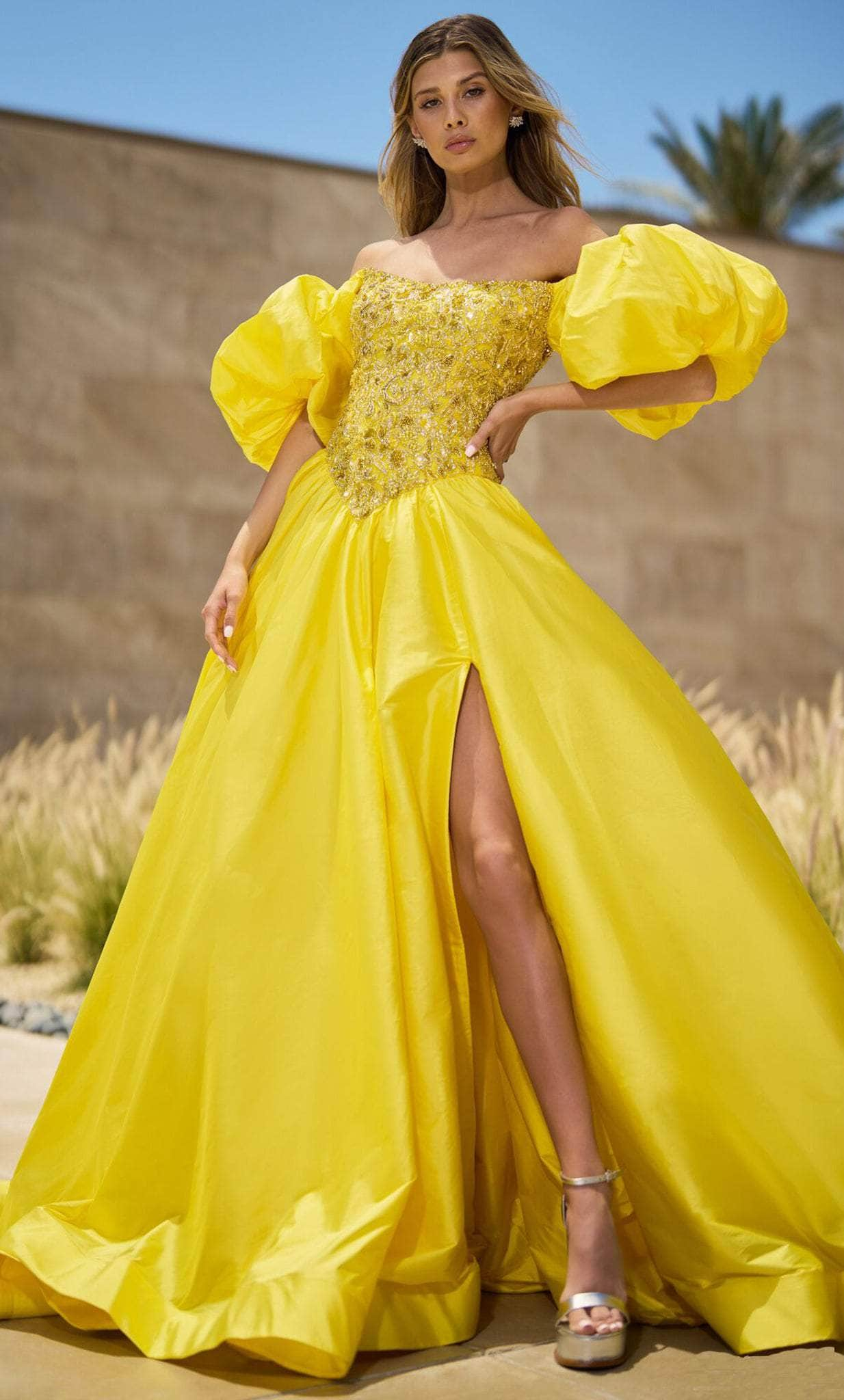 Image of Sherri Hill 55641 - Off Shoulder Beaded Ballgown