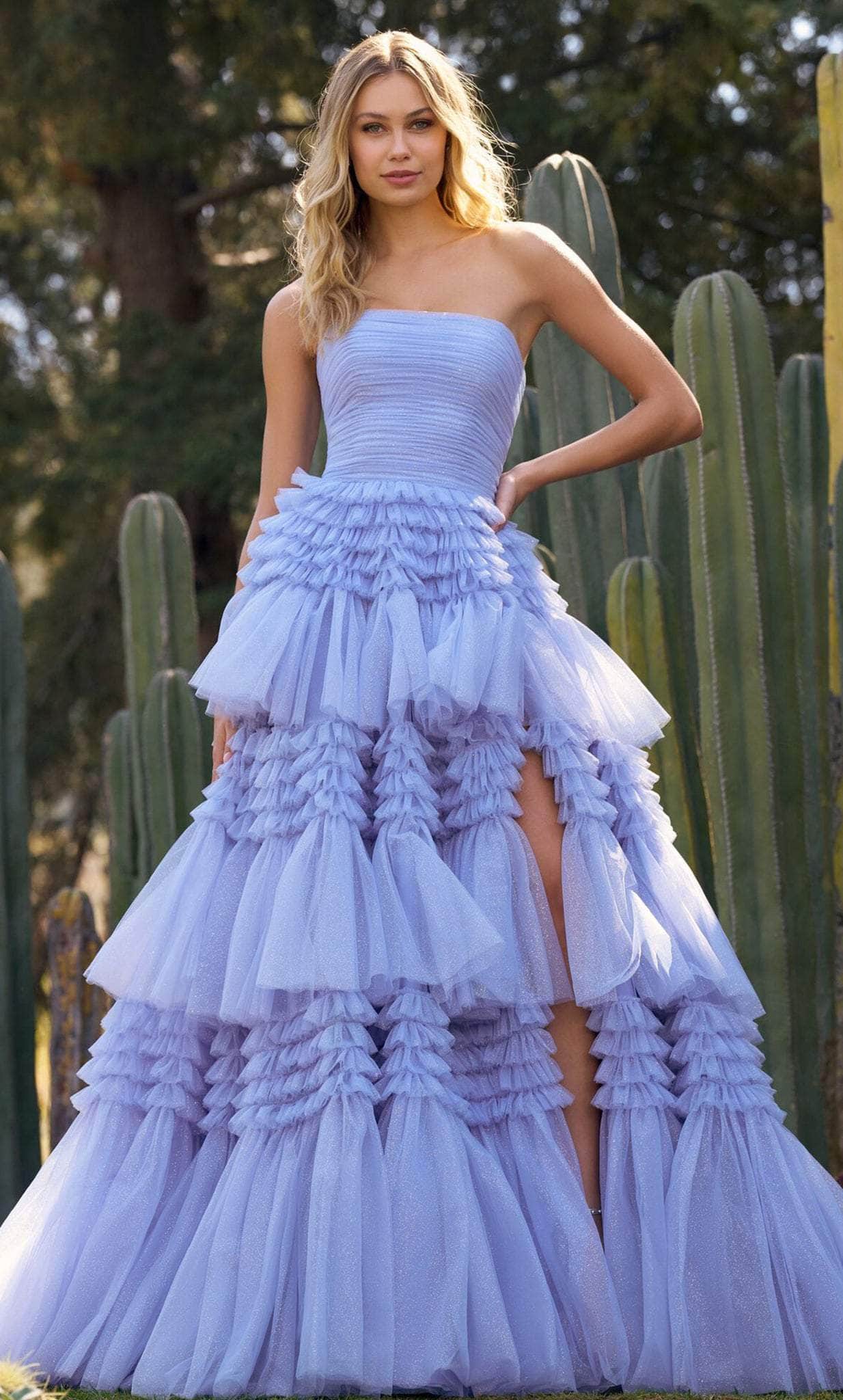 Image of Sherri Hill 55677 - Tiered Prom Dress with Slit