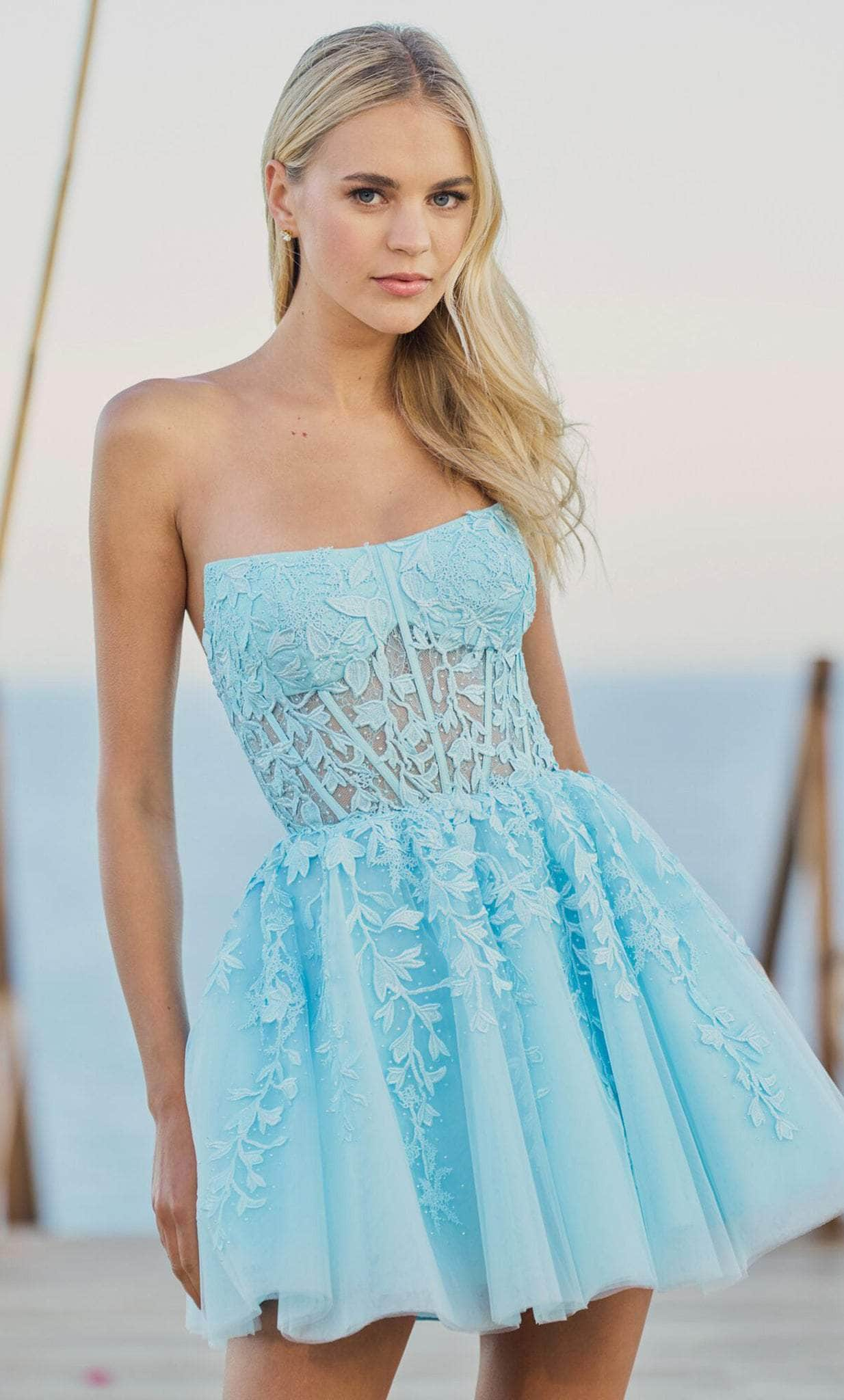 Image of Sherri Hill 55833 - Applique Corset Cocktail Dress