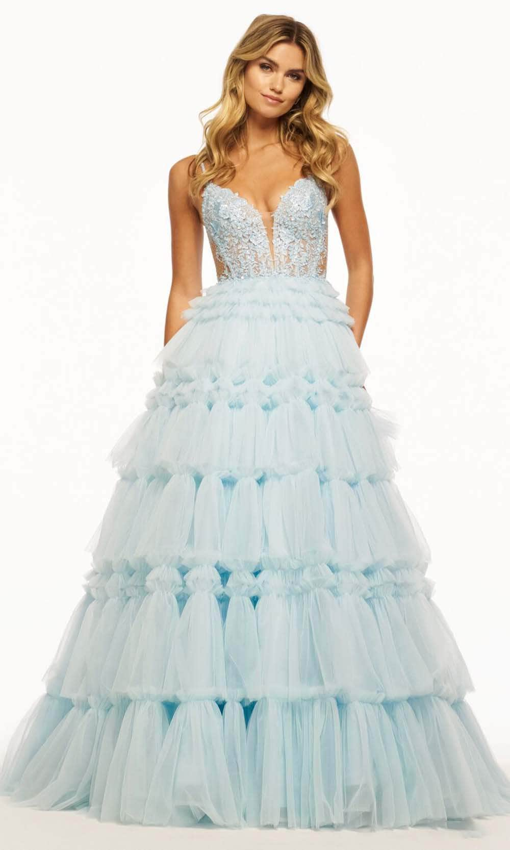 Image of Sherri Hill 56102 - Plunging Ruffle Ballgown