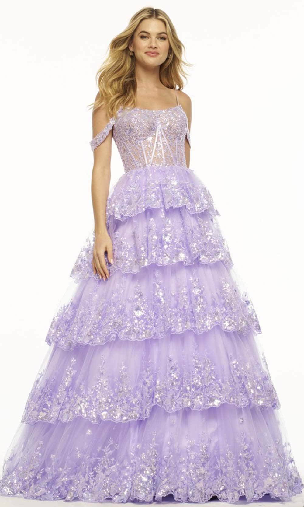 Image of Sherri Hill 56104 - Cold Shoulder Sequin Embellished Ballgown